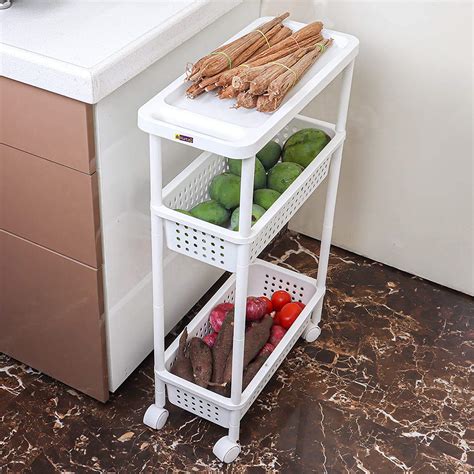 Kurtzy 3 Tier Space Saving Storage Organizer Standing Shelf Unit Rack ...