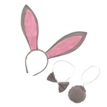 bnf® 2xWoman Girls Rabbit Bunny Ears Headband Tail Bow Tie for Cosplay ...