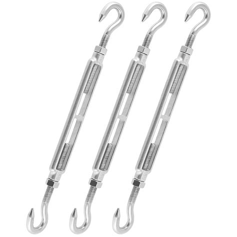 FUNSUEI 3 Pack M12 Stainless Steel Hook and Hook Turnbuckle, Heavy Duty ...