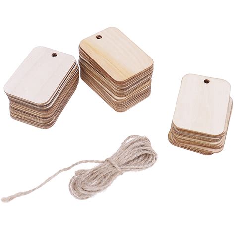 Buy 50pcs Ornament Wood Planks Tags Wooden Hanging Labels Sheet DIY ...