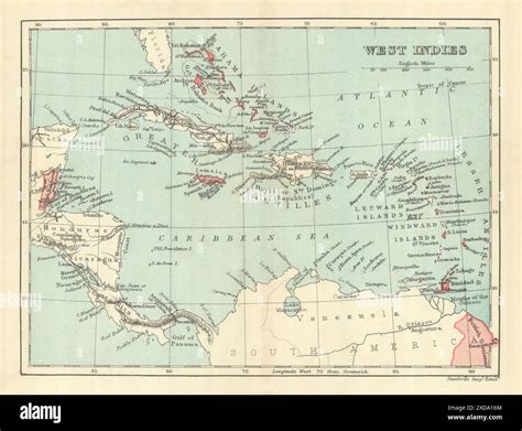 BRITISH WEST INDIES. Showing British Islands/colonies. Caribbean 1910 ...