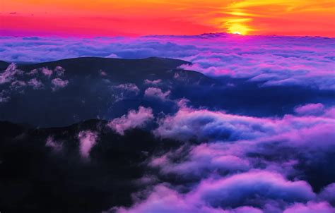 Wallpaper the sun, mountains, Sunset, beauty, horizon, space, fantastic ...
