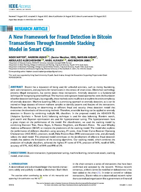 A New Framework for Fraud Detection in Bitcoin Transactions: Ensemble ...