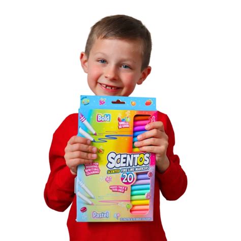 Scentos Scented Fine Line Markers (Bold & Pastel colors), pack of 20 ...