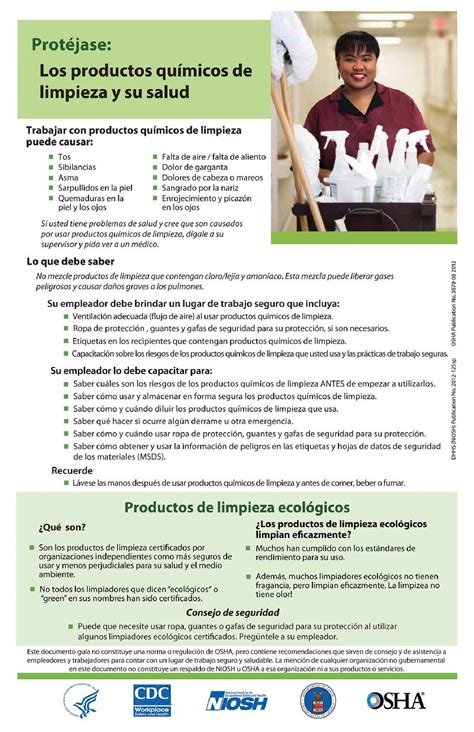 Free Osha OSHA Cleaning Chemicals Poster Spanish Labor Law Poster 2026