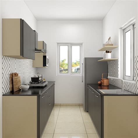 A Parallel Shaped Kitchen In Charcoal Grey Laminate – Qarpentri