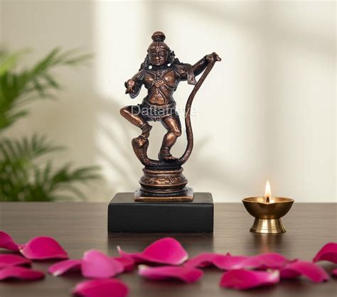 Copper Krishna Bhagwan Murti Dancing on Kaliya Naag Religious Statue ...