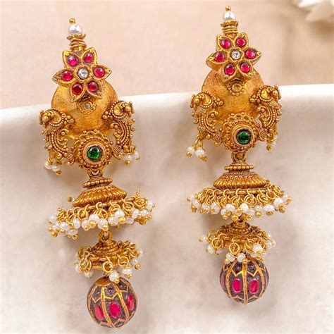 Silver 925 Peacock Temple Jhumka Earrings – Unniyarcha