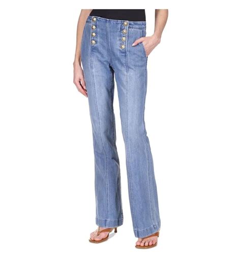 Michael Kors Womens Double Button Sailor Flared Jeans, Blue, 12 ...
