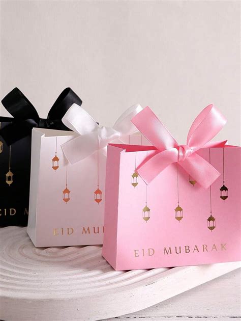 10pcs, Eid Mubarak Laminated Mini Gift Boxes, Classic Black, Pink And ...