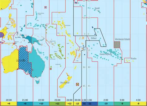 Austrália e Oceania Fusos horários mapa