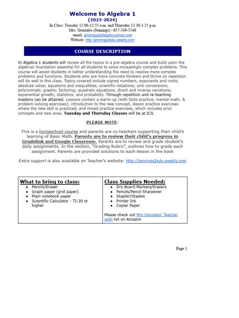 Image result for Algebra Syllabus