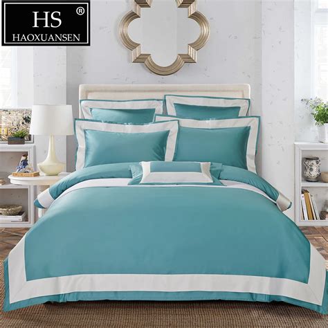 Luxury 4pcs High Quality 650 Thread Count Blue Green Bedding Set ...