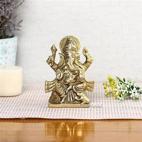 Buy CraftVatika Lord Ganesha Brass Idol Murti Showpiece for Gift Brass ...