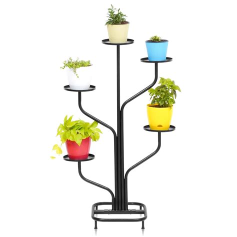 Livzing Modern Iron Flower Pot Stand - Indoor & Outdoor Heavy-Duty ...