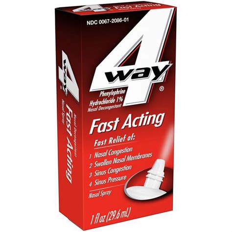 4 Way Fast Relief Nasal Spray, 4 Pack, 1 oz, Sinus Congestion and Nose ...