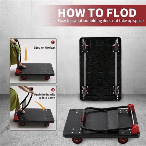 Buy Platform Truck Push Cart Dolly, Foldable Hand Trucks with 1000LB ...