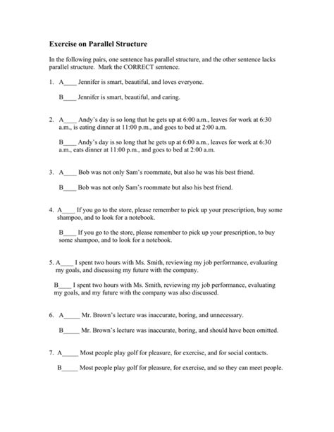 Image result for Parallel Structure Exercises