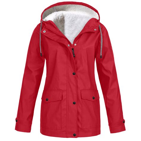 gakvbuo Rain Jackets For Women Waterproof With Fleece Lining Long ...