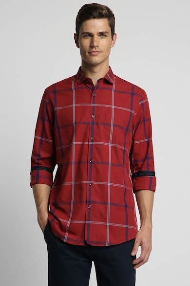 Buy Men Red Slim Fit Full Sleeves Formal Shirt Online - 913769 | Peter ...