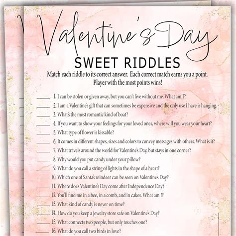 Fun Printable Valentines Riddles | Valentines Party Instant Download ...