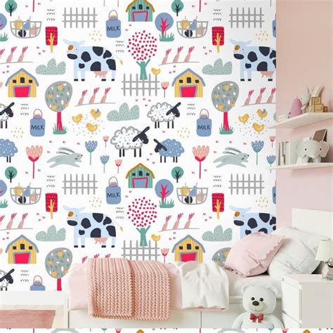 Animal Farm Wonderland: Kids Nursery Room Wallpaper at Material Depot ...