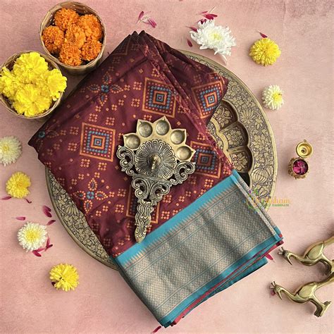 Maroon Bandhani Semi Soft Silk Paithani Saree-VS4132 – vrikshamindia