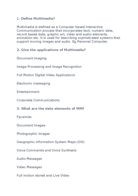 Multimedia & Animation (2 Marks) Questions with Answers Compilation ...