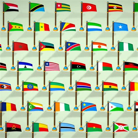 Africa Countries Flags Pack Toon Style Low Poly Collection