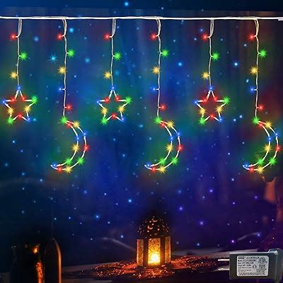 Pooqla Moon Star Curtain Lights, 90 LED Lighted Star Moon India | Ubuy
