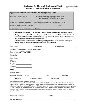 Fillable Online apps weber Application for Electronic Background Check ...