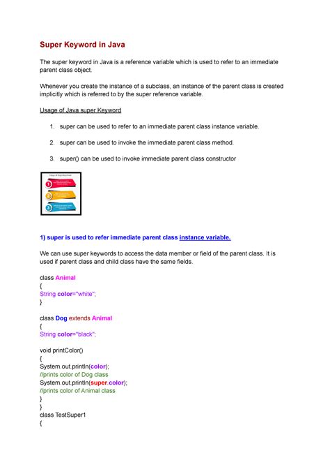 Super Keyword - Study note - Super Keyword in Java The super keyword in ...