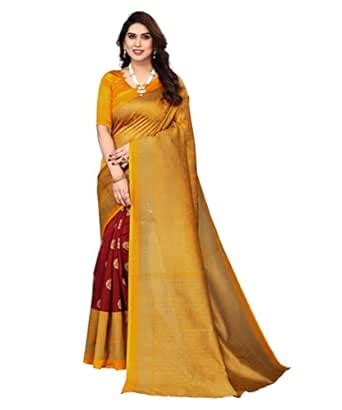 Yashika Women Venkatagiri Printed Art Silk With Blouse Piece Saree ...