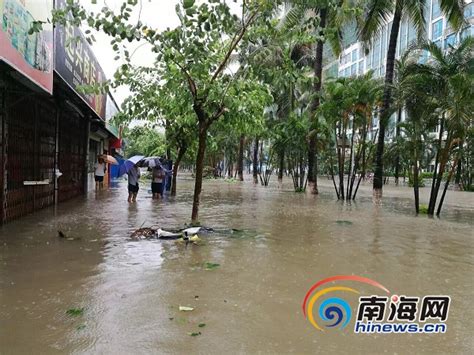 实拍：海口龙华路、滨河路受淹严重 居民抽水自救_手机凤凰网