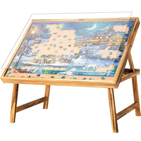 Buy Becko US Puzzle Table with Stand/Bracket & Cover, Wood Puzzle Board ...