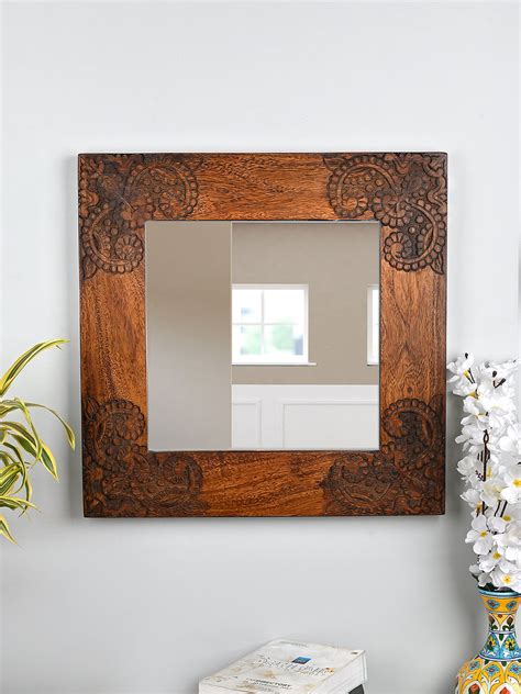 Wooden Engraved Mirror – NEERJA INTERNATIONAL INC