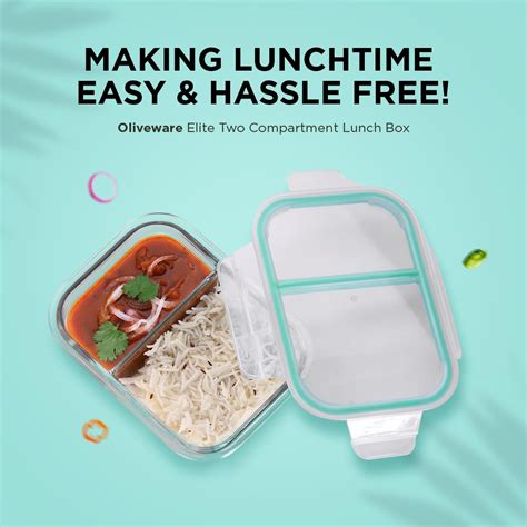 Elite Two Compartment Glass Lunch Box – Oliveware India