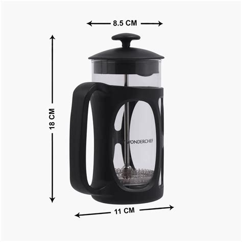 Buy WONDERCHEF French Press Black Glass Coffee Maker - 11 x 8.5 x 18 cm ...