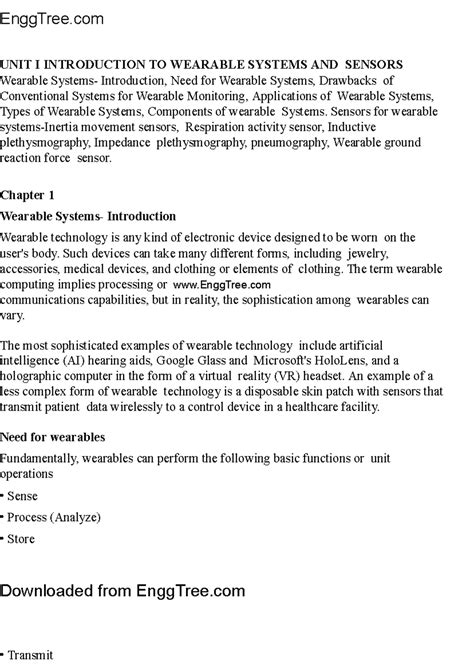 Wearable Devices (ENGG101) Lecture Notes: Introduction & Applications ...