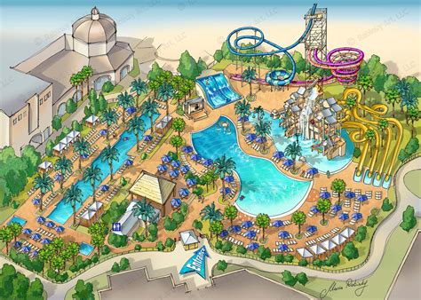 Amusement Park Map Illustration - Illustrated Maps by Rabinky Art, LLC