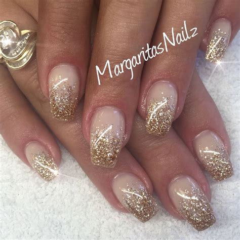 Ombre Gold Glitter Nails
