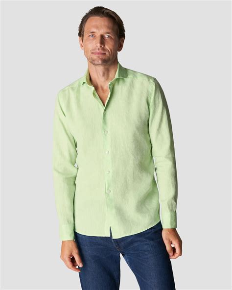 Light Green Linen Shirt - Wide Spread - Eton