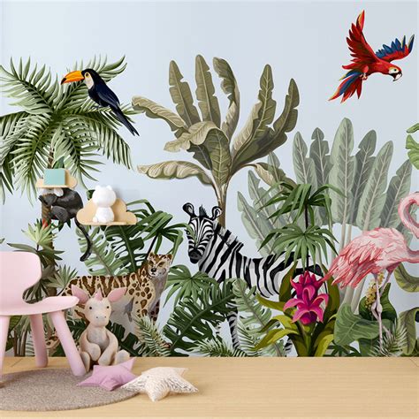 Jungle Safari Wallpaper Murals for Kid's Room Adventure – Paper Plane ...