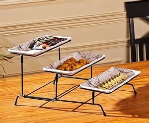 Maxxinn Rectangular Metal Snacks Organizer Buffet Server Black And ...