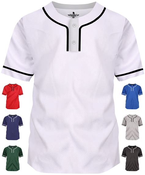 Exxact Sports Blank Baseball Jersey Men, 2-Button Plain Baseball Jersey ...