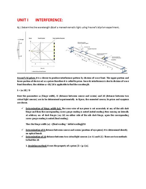 Interference Notes: UNIT I - Wavelength Determination & Fringe Analysis ...