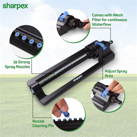 Sharpex Heavy Duty Turbo Oscillating Sprinkler for Garden Watering ...