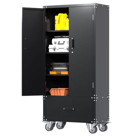 Buy AOBABO Rolling Metal Storage Cabinet with Lock Steel Cabinet with 3 ...