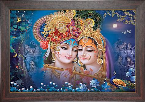 ROSE FRAMING RADHA KRISHNA 5D PICTURE FRAME (16X24) FRAMED WITH 2 INCH ...