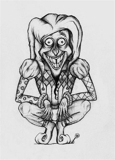creepy jester drawing